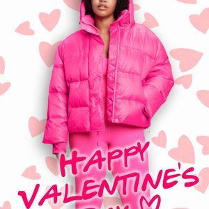 BRILLIANT PINK Relaxed Cropped Puffer Jacket